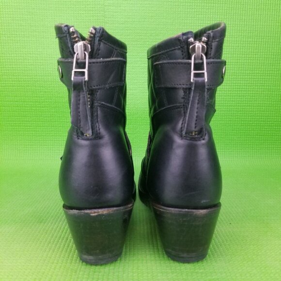 ✅Sonora Quilted Black Leather Ankle Moto/Biker Boots Women's 8B Heeled Back Zip - Picture 10 of 12